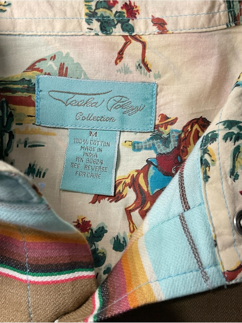 Tasha Polizzi Turquoise Multi-Stripe Western Button-Down Shirt - Picture 9 of 10